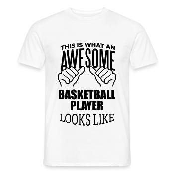 Basketball - Männer T-Shirt - Weiß - Vorne - AI Model Male 178 dark (178cm)