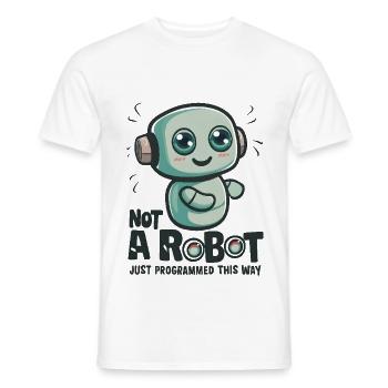 Pas un robot, juste programmé de cette façon - T-shirt homme - blanc - Devant - AI Model Male 178 dark (178cm)