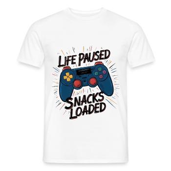 Life Paused, Snacks Loaded - Men's T-Shirt - white - Front - AI Model Male 178 dark (178cm)