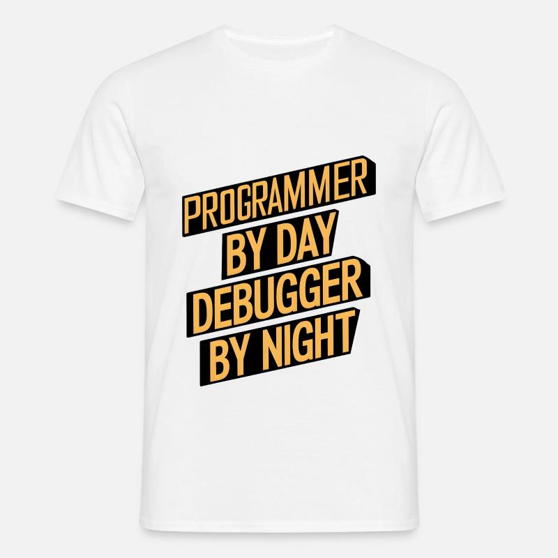 Programmer by Day, Debugger by Night - Men's T-Shirt - white