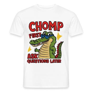 Mâchez d’abord, posez des questions plus tard - T-shirt homme - blanc - Devant - AI Model Male 178 dark (178cm)