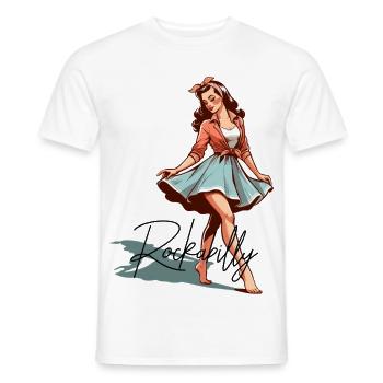 Rockabilly Style Outfit Woman Barefoot Retro Gift - Men's T-Shirt - white - Front - AI Model Male 178 dark (178cm)