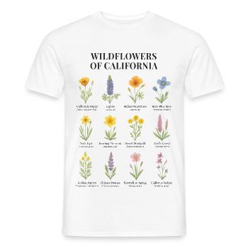 California Wildflowers – Botanical Watercolor Illu - Men's T-Shirt - white - Front - AI Model Male 178 dark (178cm)