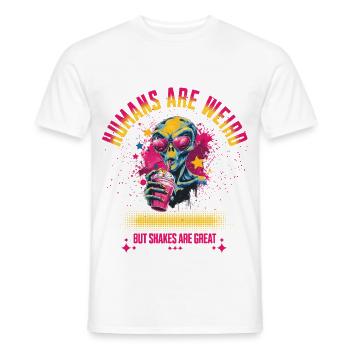 T-Shirt - Humans Are Weird But Shakes Are Great - Men's T-Shirt - white - Front - AI Model Male 178 dark (178cm)