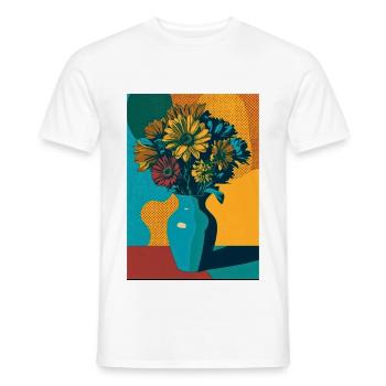 Fleurs Pop Art Sur Vase Bleu - T-shirt homme - blanc - Devant - AI Model Male 178 dark (178cm)