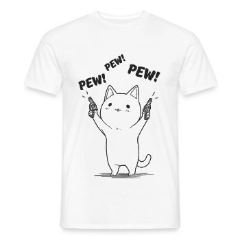 Kätzchen mit Pew Pew - Männer T-Shirt - Weiß - Vorne - AI Model Male 178 dark (178cm)
