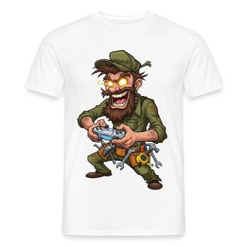 Joueur d’aventure avec outils Craftsman - T-shirt homme - blanc - Devant - AI Model Male 178 dark (178cm)