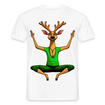 Cerf de yoga - T-shirt homme - blanc - Devant - AI Model Male 178 dark (178cm)