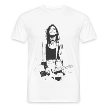 Monochrome Gitarristin-Skizze - Männer T-Shirt - Weiß - Vorne - AI Model Male 178 dark (178cm)