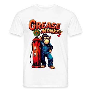 Conception rétro de la pompe GreaseMonkey - T-shirt homme - blanc - Devant - AI Model Male 178 dark (178cm)