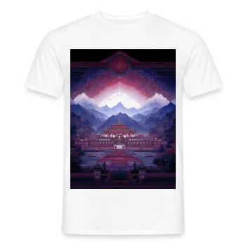 Psy Art - Pagode in Berglandschaft - Männer T-Shirt - Weiß - Vorne - AI Model Male 178 dark (178cm)