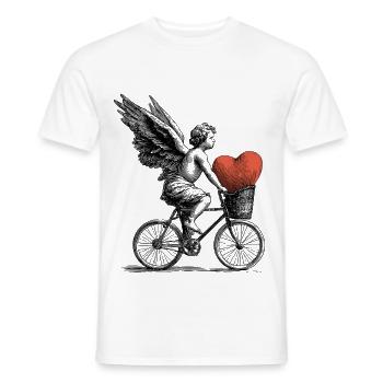 Heart Angel on Bicycle - Men's T-Shirt - white - Front - AI Model Male 178 dark (178cm)