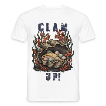 Vintage Clam Up Shell Humor - Men's T-Shirt - white - Front - AI Model Male 178 dark (178cm)