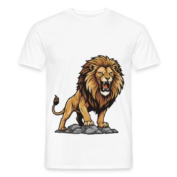 Lion on his Rock (King of the Jungle) - Men's T-Shirt - white - Front - AI Model Male 178 dark (178cm)