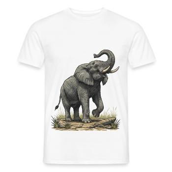 Éléphant Majestueux Safari Vintage - T-shirt homme - blanc - Devant - AI Model Male 178 dark (178cm)