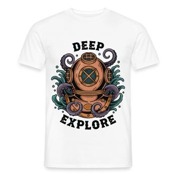 Vintage Diving Bell Deep Explore Octopus - Men's T-Shirt - white - Front - AI Model Male 178 dark (178cm)