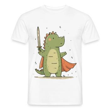 Little Dino Knight - Men's T-Shirt - white - Front - AI Model Male 178 dark (178cm)
