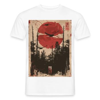 Roter Sonnenwald Ukiyo-e Waldlandschaft - Männer T-Shirt - Weiß - Vorne - AI Model Male 178 dark (178cm)