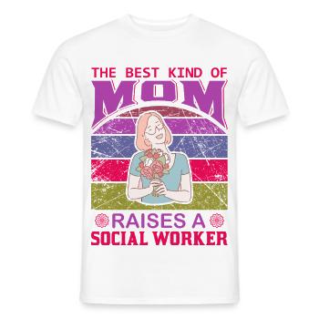 La meilleure maman lève un chandail d’assistante sociale - T-shirt homme - blanc - Devant - AI Model Male 178 dark (178cm)
