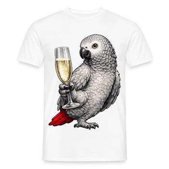 African grey parrot sparkling wine - Men's T-Shirt - white - Front - AI Model Male 178 dark (178cm)