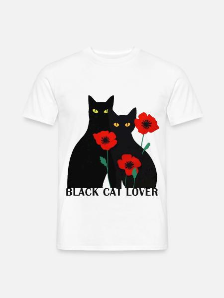 Schwarzer Katzenliebhaber - Männer T-Shirt - Weiß