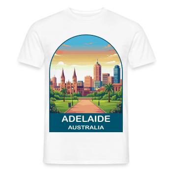 Adelaide Australien Stadt-Skyline-Reiseplakat - Männer T-Shirt - Weiß - Vorne - AI Model Male 178 dark (178cm)