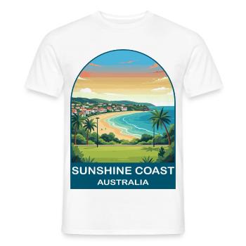 Affiche de voyage sur la plage Sunshine Coast Australia - T-shirt homme - blanc - Devant - AI Model Male 178 dark (178cm)