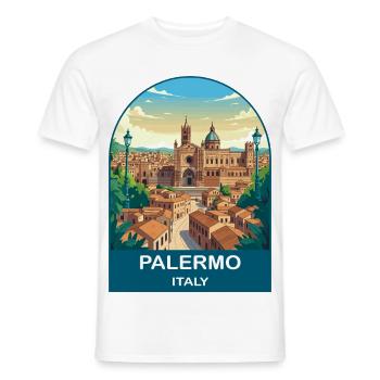 Palermo Italy Vintage Travel Poster Art - Men's T-Shirt - white - Front - AI Model Male 178 dark (178cm)
