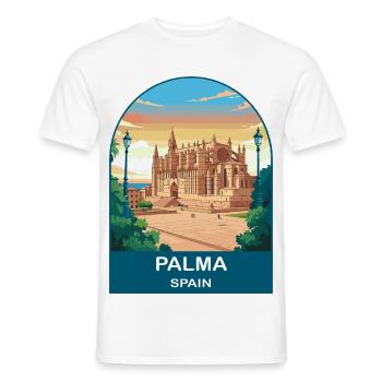 Palma Spain Vintage Travel Poster Art - Men's T-Shirt - white - Front - AI Model Male 178 dark (178cm)