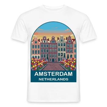 Amsterdam Niederlande Vintage-Poster - Männer T-Shirt - Weiß - Vorne - AI Model Male 178 dark (178cm)