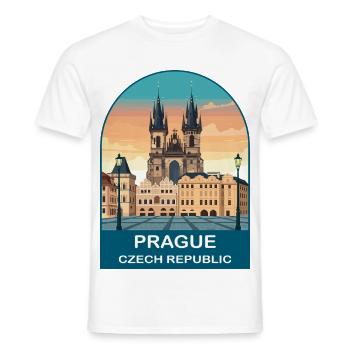 Affiche vintage de Prague République tchèque - T-shirt homme - blanc - Devant - AI Model Male 178 dark (178cm)