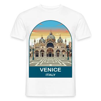 Venice Italy Vintage Travel Poster Art - Men's T-Shirt - white - Front - AI Model Male 178 dark (178cm)