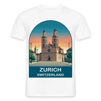 Zurich Schweiz Vintage-Reiseplakat - Männer T-Shirt - Weiß - Vorne - AI Model Male 178 dark (178cm)