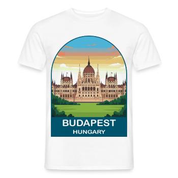 Budapest, Ungarn Vintage-Reiseplakat - Männer T-Shirt - Weiß - Vorne - AI Model Male 178 dark (178cm)