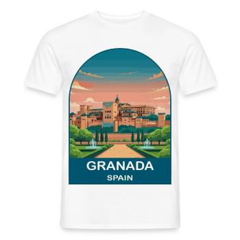 Granada Spain Vintage Travel Poster Art - Men's T-Shirt - white - Front - AI Model Male 178 dark (178cm)