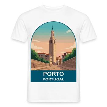 Porto Portugal Vintage Travel Poster Art - Men's T-Shirt - white - Front - AI Model Male 178 dark (178cm)