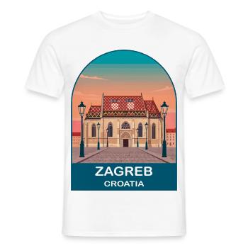 Zagreb Kroatien Vintage-Reiseplakat-Kunst - Männer T-Shirt - Weiß - Vorne - AI Model Male 178 dark (178cm)