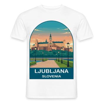 Ljubljana Slowenien Vintage-Reiseplakat - Männer T-Shirt - Weiß - Vorne - AI Model Male 178 dark (178cm)