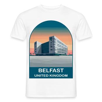 Belfast UK Vintage-Reiseplakat-Kunst - Männer T-Shirt - Weiß - Vorne - AI Model Male 178 dark (178cm)