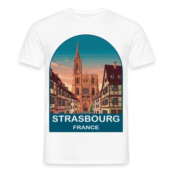 Straßburg, Frankreich Vintage-Reiseplakat-Design - Männer T-Shirt - Weiß - Vorne - AI Model Male 178 dark (178cm)