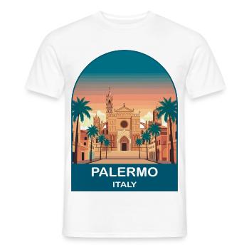 Palermo Italy Vintage Travel Poster Art - Men's T-Shirt - white - Front - AI Model Male 178 dark (178cm)
