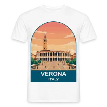 Verona Italy Vintage Travel Poster Art - Men's T-Shirt - white - Front - AI Model Male 178 dark (178cm)