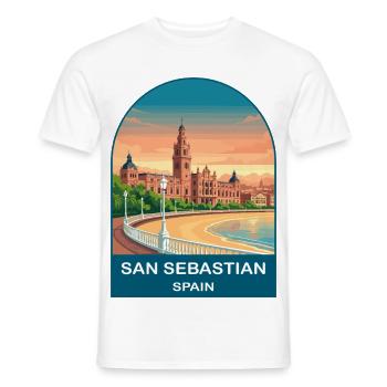 Affiche de voyage vintage de San Sebastian Espagne - T-shirt homme - blanc - Devant - AI Model Male 178 dark (178cm)