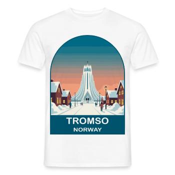 Tromso Norwegen Vintage-Reiseplakat-Kunst - Männer T-Shirt - Weiß - Vorne - AI Model Male 178 dark (178cm)