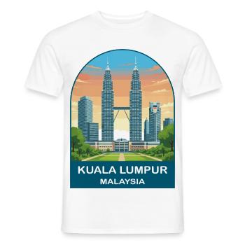 Kuala Lumpur Malaysia Vintage Travel Illustration - Men's T-Shirt - white - Front - AI Model Male 178 dark (178cm)