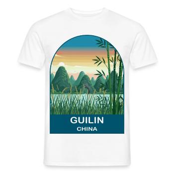 Guilin China Li River Vintage-Reiseplakat-Kunst - Männer T-Shirt - Weiß - Vorne - AI Model Male 178 dark (178cm)