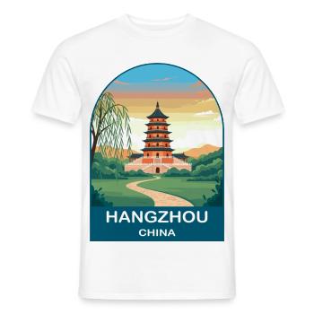 Hangzhou China West Lake Vintage-Reiseplakat - Männer T-Shirt - Weiß - Vorne - AI Model Male 178 dark (178cm)