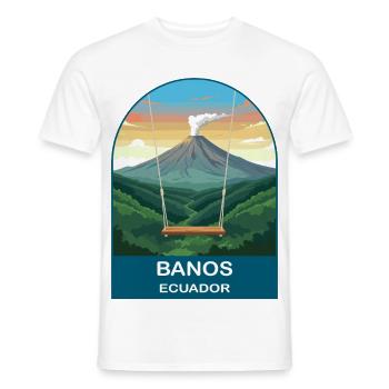 Banos Ecuador Volcano Art de voyage vintage - T-shirt homme - blanc - Devant - AI Model Male 178 dark (178cm)