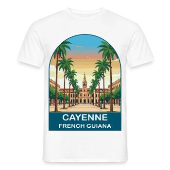 Cayenn French Guiana Vintage Travel Poster - Men's T-Shirt - white - Front - AI Model Male 178 dark (178cm)