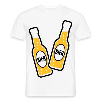 2 Bierflaschen Stoßen An (Bier Biertrinker POS 2C) - Männer T-Shirt - Weiß - Vorne - AI Model Male 178 dark (178cm)